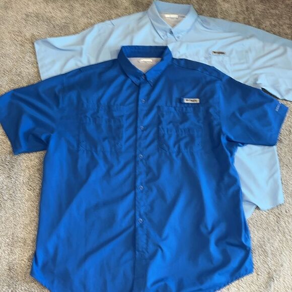 Two (2) Blue PFG Performance Fishing Bonehead SS men’s poly Shirt 2XL Boating - Picture 1 of 6